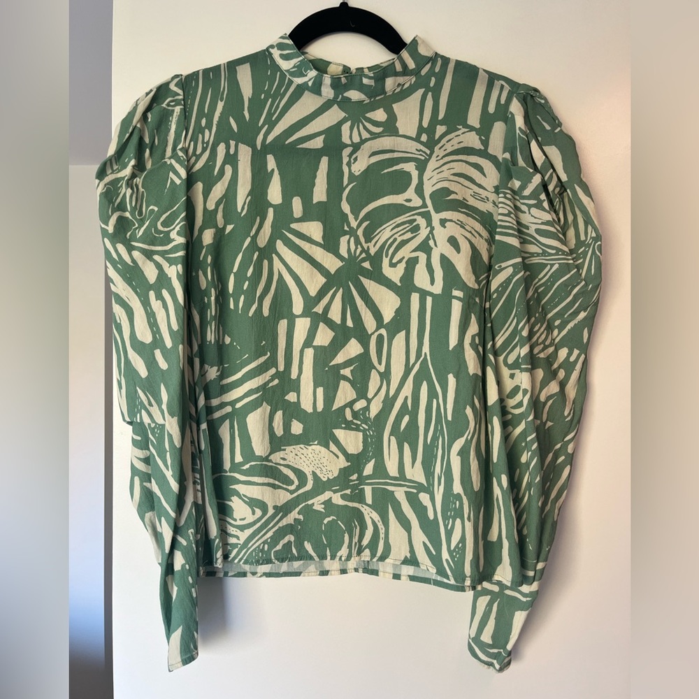 H&M cotton blouse - puff sleeve mock neck so cute